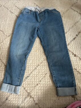 Cat & Jack Blue Denim Boyfriend Jeans with Gray Elastic Waistband